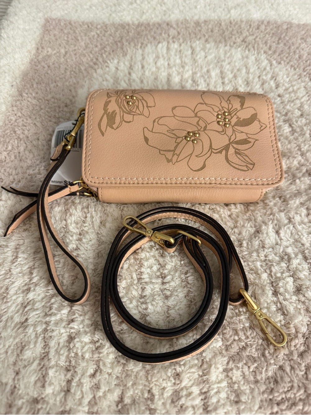 NWT Vera Bradley Genuine Leather RFID All-in-One Crossbody Wristlet Pink